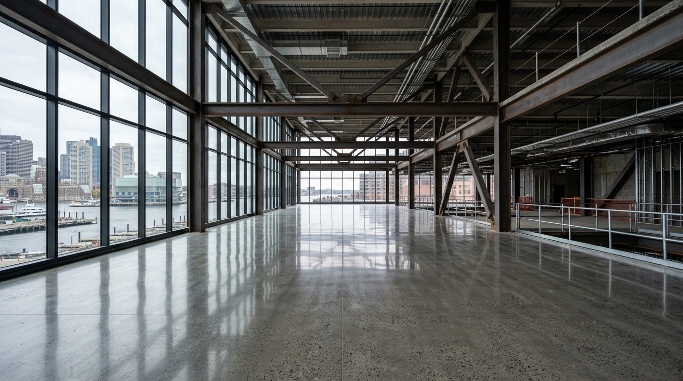 Commercial concrete slab and foundation construction in Boston